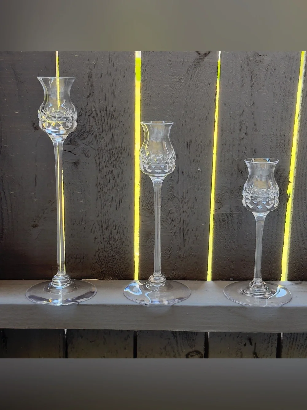 Vintage Kosta Boda GÖRAN WÄRFF “Prince” Set of 3 Crystal Tapered Candlesticks